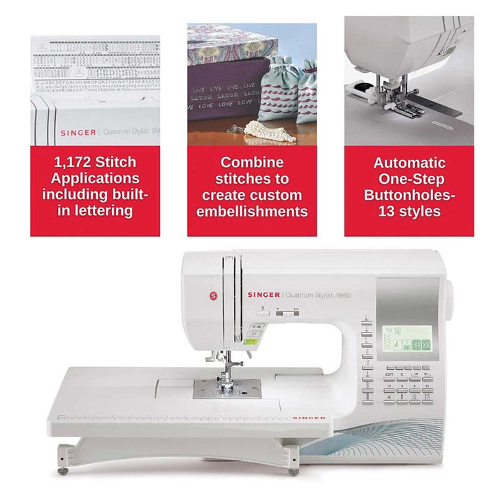 SINGER® Sew Spacious Quantum Stylist™ 9960 Sewing Machine & Presser Foot Kit Bundle