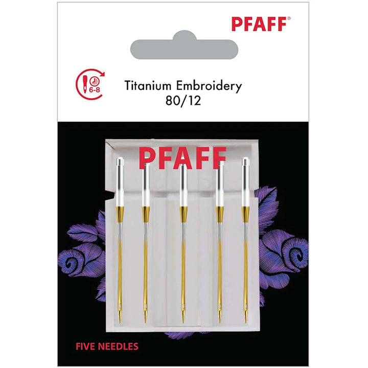 PFAFF® Embroidery Titanium Needles Size 80/12 5-pack 1