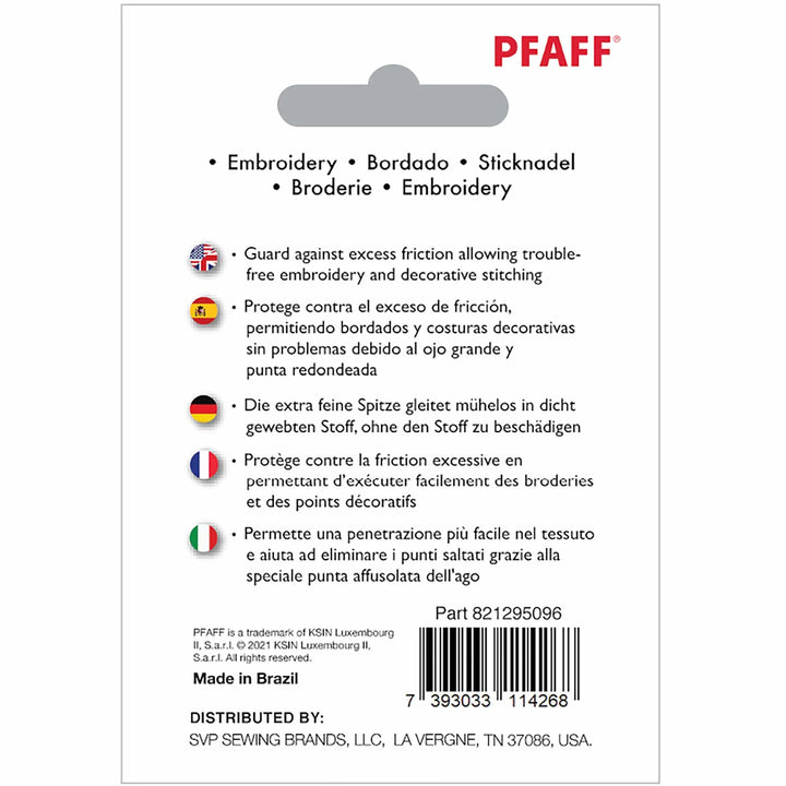 PFAFF® Agujas de Bordar Tamaño 80/12 Paquete de 5 1